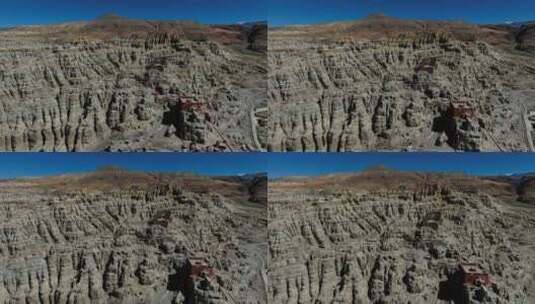 西藏阿里地区东嘎皮央石窟文化遗迹高空航拍高清在线视频素材下载