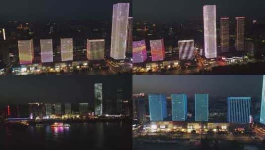 宜昌夜景万达广场宜昌国际广场航拍高清在线视频素材下载