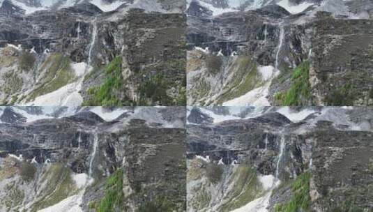 四川甘孜稻城亚丁风景区冰川融水形成的瀑布高清在线视频素材下载