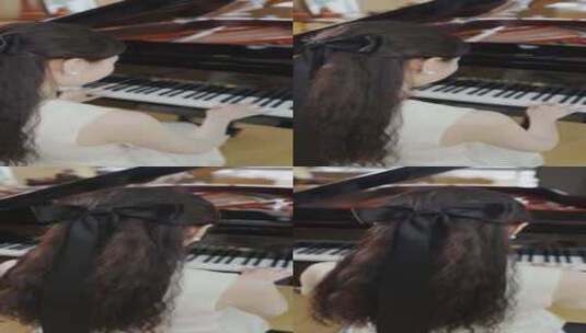 唯美的女生在弹钢琴女生练习弹钢琴过程高清在线视频素材下载