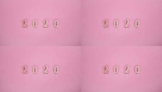 粉色背景下的2020数字气球高清在线视频素材下载