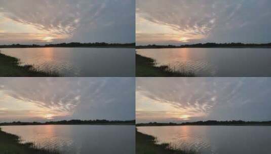 日落时分的湖景高清在线视频素材下载
