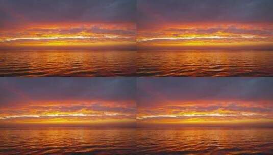 雨过天晴后的湖面火烧云4K航拍高清在线视频素材下载