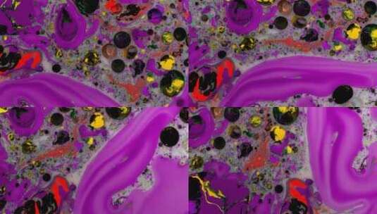 紫色和金色颜料旋转高清在线视频素材下载
