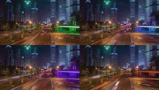 上海夜晚的交通高清在线视频素材下载