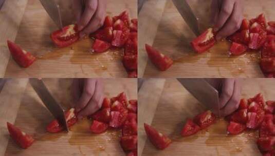 厨师切番茄西红柿 (1)高清在线视频素材下载