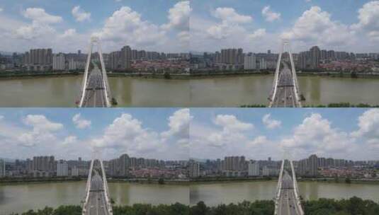 江西赣州城市风光飞龙大桥航拍高清在线视频素材下载