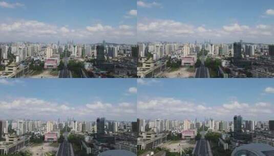 广西南宁城市风光民族大道航拍中轴线高清在线视频素材下载