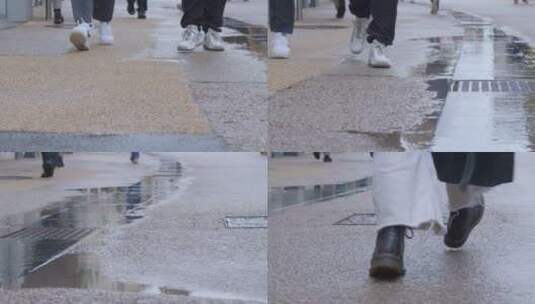 行人步行在城市街道上的滑动镜头高清在线视频素材下载