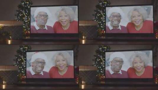 和祖母视频聊天过圣诞节高清在线视频素材下载
