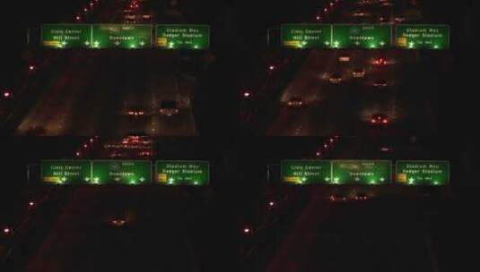 夜间在高速公路上行驶的车辆高清在线视频素材下载