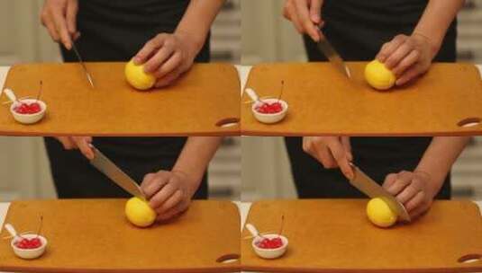切柠檬做果盘装饰高清在线视频素材下载