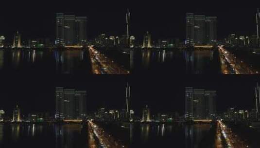 福建 厦门 城市 夜景 航拍高清在线视频素材下载