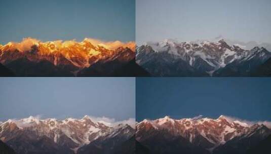 西藏林芝南迦巴瓦峰日落金山延时4K高清在线视频素材下载