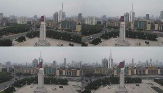 江西南昌八一广场八一纪念塔航拍高清在线视频素材下载