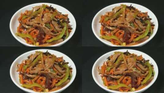 鱼香肉丝美食菜品4k视频旋转展示高清在线视频素材下载