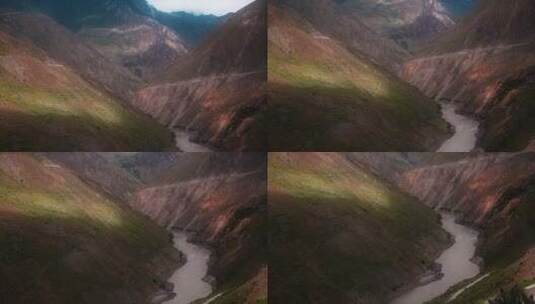 山谷江河视频川流在大山之间的江河水高清在线视频素材下载