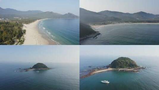 深圳大鹏新区西冲沙滩航拍高清在线视频素材下载