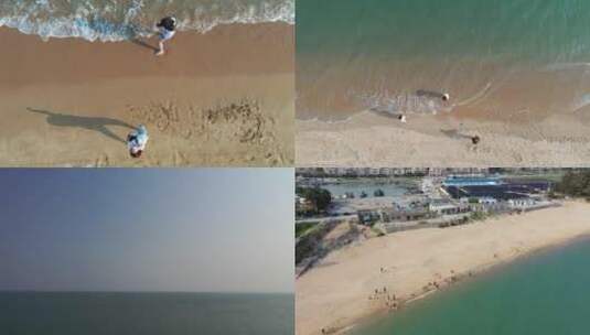 海边小镇航拍美丽的海岸线海边城市高清在线视频素材下载