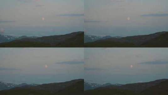 傍晚群山月亮延时高清在线视频素材下载