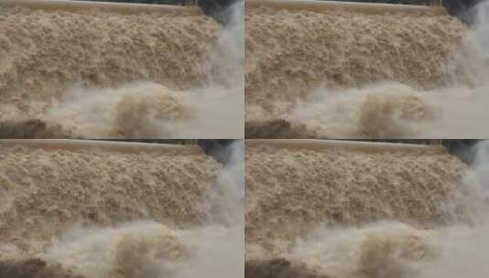 电站大坝涨大水泄洪高清在线视频素材下载