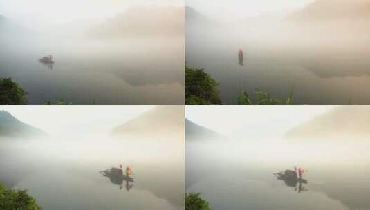 郴州小东江渔夫撒网慢动作1080p合集高清在线视频素材下载