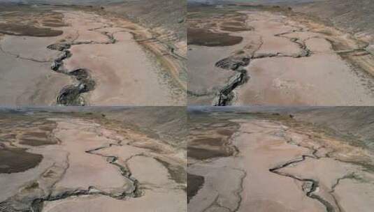 贫瘠干旱的土地里的小河流高清在线视频素材下载