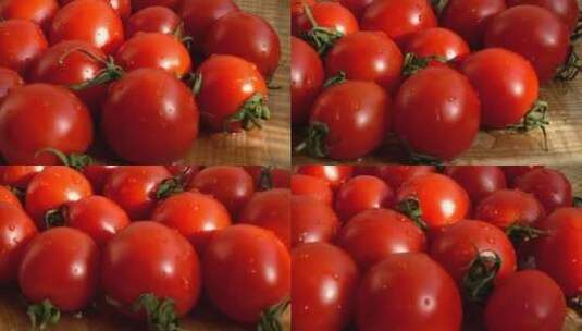 把红西红柿弄湿放在木板上高清在线视频素材下载