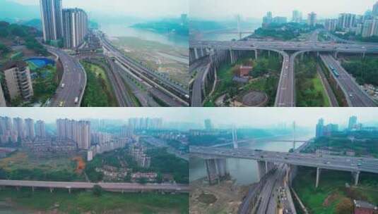 视频合集重庆高家花园立交桥系列航拍高清在线视频素材下载