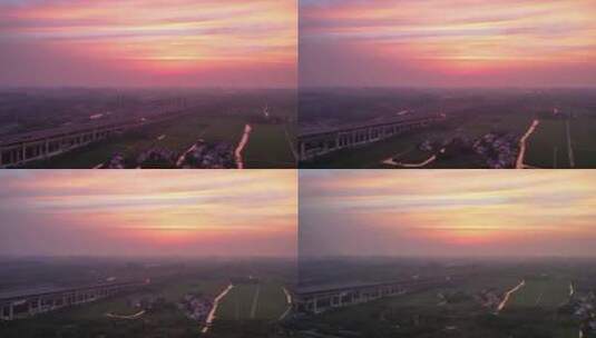 日出中的闵浦大桥高清在线视频素材下载
