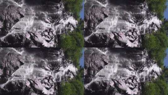 济南黄巢瀑布，水倾泻而下形成瀑布景观高清在线视频素材下载