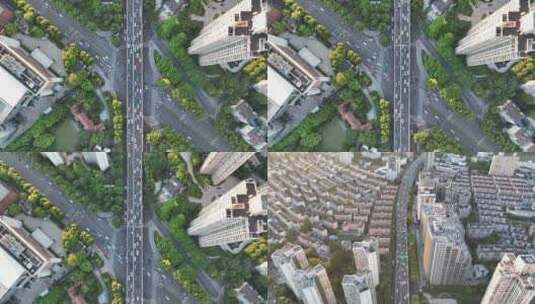 俯拍城市高架交通高清在线视频素材下载