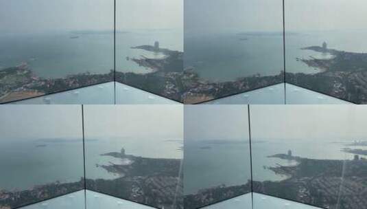 青岛云上海天，81层俯瞰城市海岸线高清在线视频素材下载