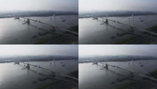 江苏省南京市长江五桥航拍风光高清在线视频素材下载