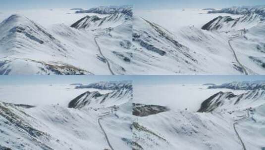 川西夹金山冬季航拍风景高清在线视频素材下载