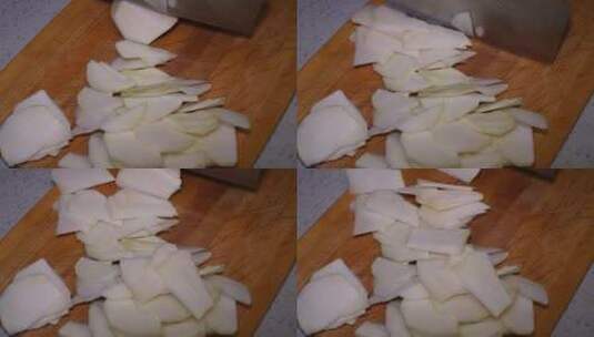 清洗苤蓝芥菜疙瘩削皮切片处理食材高清在线视频素材下载