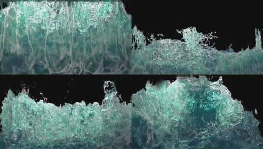 3D黑色背景不透明海浪冲击视频素材高清在线视频素材下载