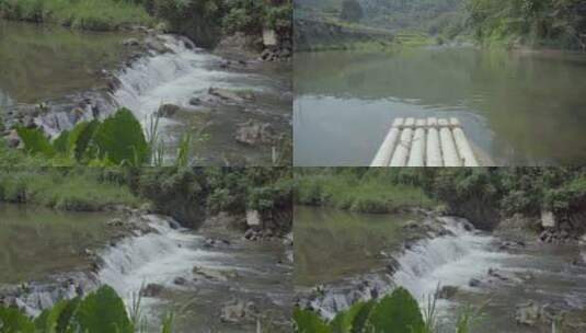 河流小溪青草泉水河边河水溪流水坝高清在线视频素材下载