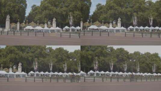 白金汉宫外媒体帐篷的平移镜头高清在线视频素材下载