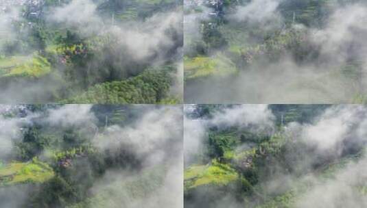 云雾中悬崖边上的酒店高清在线视频素材下载