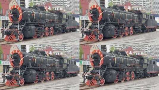 蒸汽机火车头特写高清在线视频素材下载