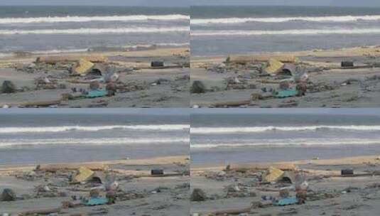 沙滩上的垃圾高清在线视频素材下载