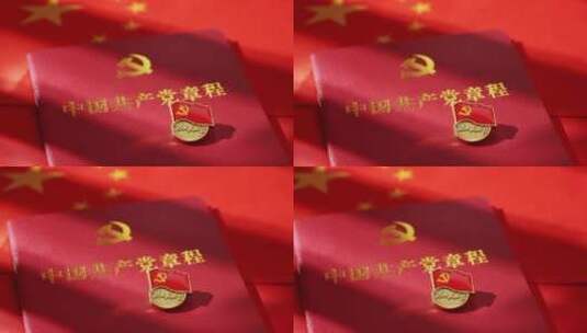 中国共产党章程和党徽喜迎二十大红色题材高清在线视频素材下载