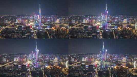 广州中轴线夜景航拍延时高清在线视频素材下载