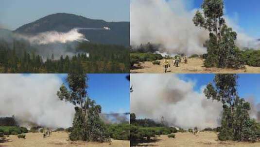 山火、森林火灾、火灾 消防员救援高清在线视频素材下载
