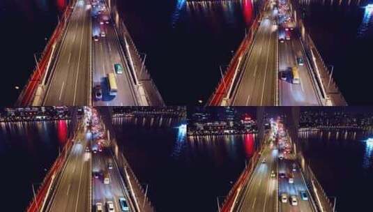 广州猎德大桥夜景航拍高清在线视频素材下载