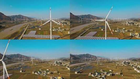 高清航拍发电风车自然风光唯美风景高清在线视频素材下载