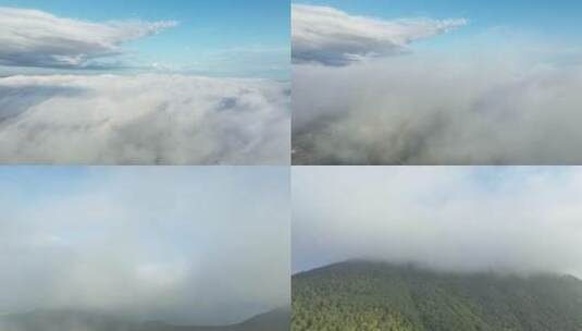 山峰云雾缭绕云海航拍雨后山上雾气森林风景高清在线视频素材下载