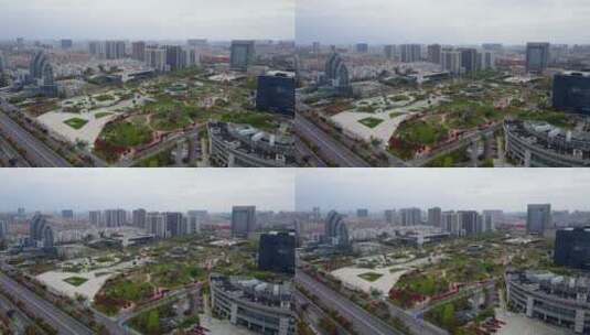 4k 航拍江苏盐城城市天际线大画幅高清在线视频素材下载