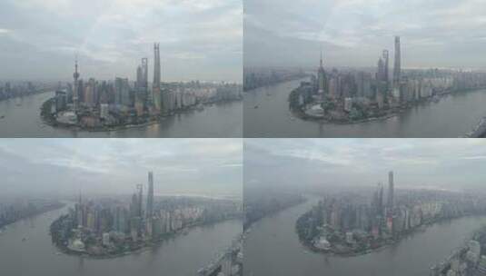 雨后彩虹出现的上海陆家嘴高清在线视频素材下载